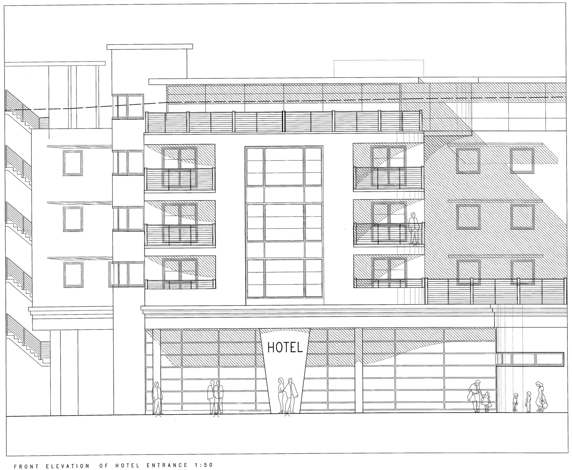 Front Elevation of Hotel Entrance